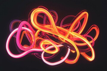 A captivating digital artwork featuring intertwined neon shapes in vibrant colors, exuding modernity and creativity ideal for contemporary settings.