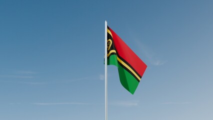 Vanuatu flag on blue sky 3d illustration image