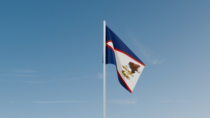 American Samoa flag on blue sky 3d illustration image