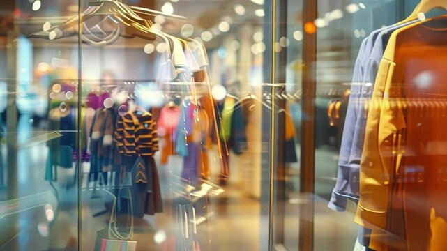 The fashionable cacophony of the boutique is depicted in the defocused background showcasing the diverse styles available.