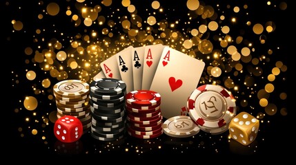 Casino Gambling Scene with Aces and Chips