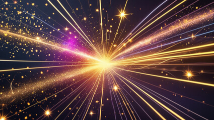 Fototapeta premium Paint your world with golden stars and sparkling particles of imagination.