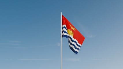 Kiribati flag on blue sky 3d illustration image
