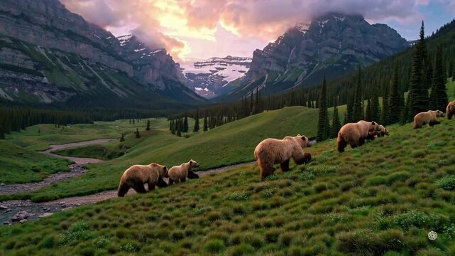  Bears crawling in Alberta mountain