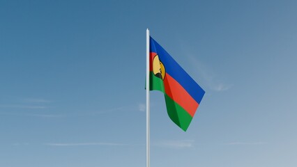 New Caledonia flag on blue sky 3d illustration image