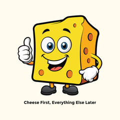 Cheerful Cartoon Cheese Character 