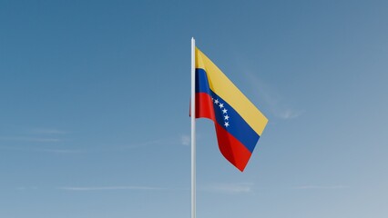 Venezuela flag on blue sky 3d illustration image