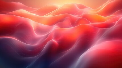 Obraz premium Abstract wavy landscape with vibrant red and purple hues, evoking a sense of depth and motion.