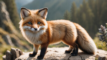 Adorable Red Fox Stares Curiously in Natural Habitat