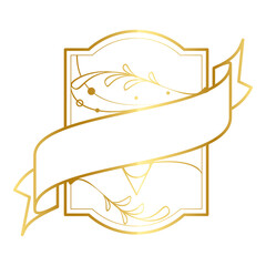 Png vintage golden art nouveau banner element, transparent background