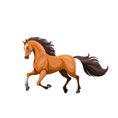 Obraz premium Chestnut Horse Galloping, Powerful Muscular Build, Brown Mane