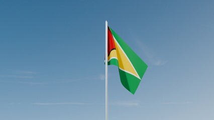 Guyana flag on blue sky 3d illustration image