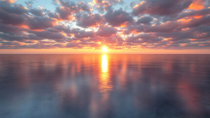 Naklejka premium Sunset Over the Ocean - Realistic Image