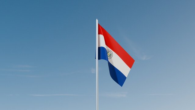 Paraguay flag on blue sky 3d illustration image