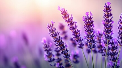 Obraz premium Beautiful Lavender Blooms in Soft Light with Dreamy Background