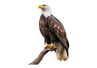 Obraz premium Bald eagle on a branch .Transparent background .Isolated PNG