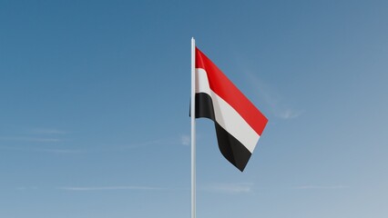 Yemen flag on blue sky 3d illustration image