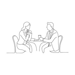 Business conversing at a table, illustrating a moment of dialogue and connection between them Continuous line draw Full length single line animation