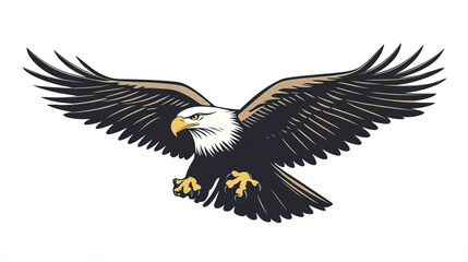 Obraz premium Eagle soaring with wings spread wide, showcasing its majestic power