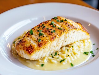 Parmesan Fish Fillet with Creamy Risotto - Italian Fine Dining