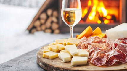 Cozy Winter Feast with Wine and Charcuterie