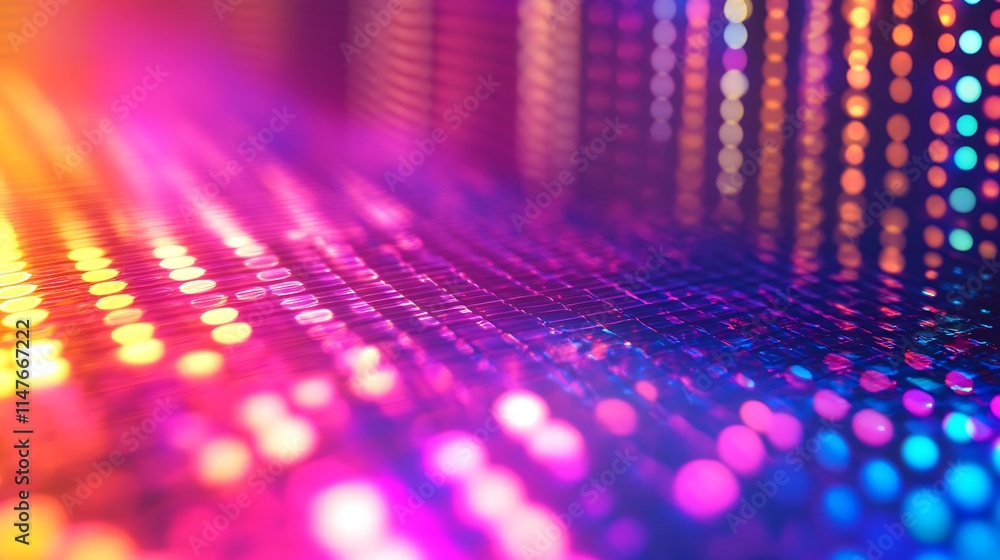 Poster abstract image of vibrant neon lights creating a dynamic colorful background.