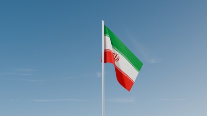 Iran flag on blue sky 3d illustration image