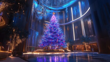 christmas tree, artistic design, dynamic lighting, ultra-realistic