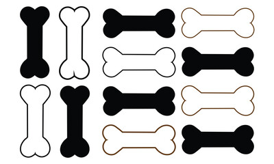 Set of bone vector icons. Dog bone. Puppy nutrition. Vector 10 Eps. 