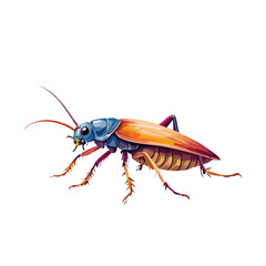 Vibrant Colorful Insect, Artistic Cricket Illustration, Detailed Anatomy