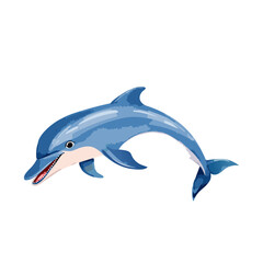 Obraz premium Playful Blue Dolphin Leaping, Ocean Mammal, Aquatic Life