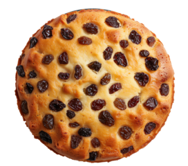 Cake with raisin isolated on white background png transparent clipart.