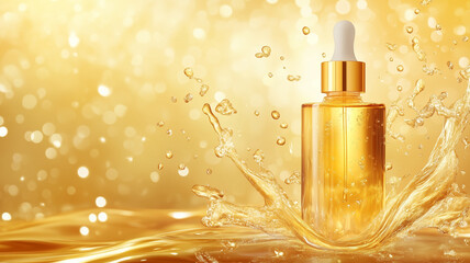 Fototapeta premium golden perfume bottle