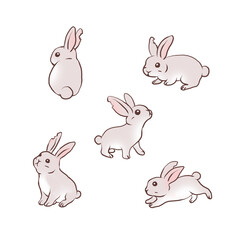 A delightful group of playful rabbits, perfect for Easter themes, children’s content, or nature-inspired designs.