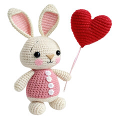 rabbit with heart cartoon Crochet lover valentine.