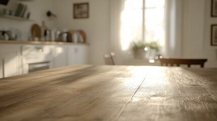 Natural Wood Kitchen Table with Soft Textures
