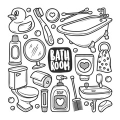 Hand-Drawn Bathroom Doodle for Relaxing Themes