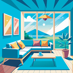 Modern apartment interior with a view.