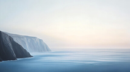 Fototapeta premium serene cliff face with rugged textures overlooking calm sea