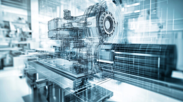 Innovative digital collage showcasing modern machine tools and engineering design elements for commercial advertising