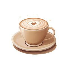 Warm cup of coffee with heart pattern perfect for Valentine celebration and cozy moments in a cafe setting