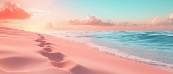 Fototapeta premium Pink Sand Beach Sunset.