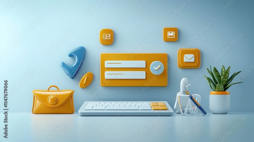 Poster user-friendly form with playful icons for an engaging signup experience