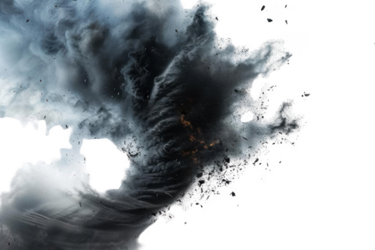 Abstract Forms Blend and Contrast with Darkness, Depicting a Cosmic Collision or Fluid Dynamics.