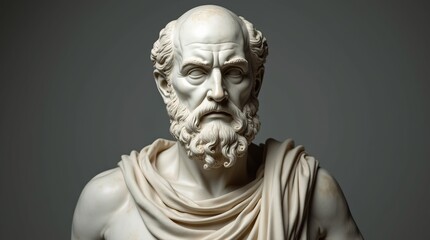 Fototapeta premium Elegant Marble Sculpture of a Classical Philosopher Highlighting Detailed Craftsmanship
