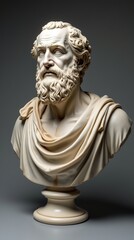 Fototapeta premium Detailed Marble Bust of an Ancient Philosopher with Historical Features