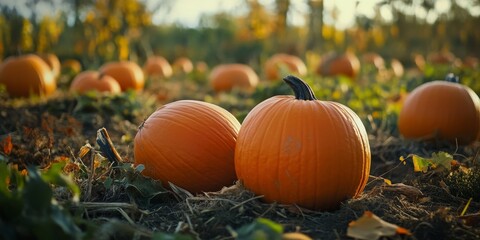 Pumpkin patches in a serene countryside setting, showcasing vibrant pumpkins amid lush landscapes. Explore the charm of pumpkin patches that embody the essence of seasonal beauty.