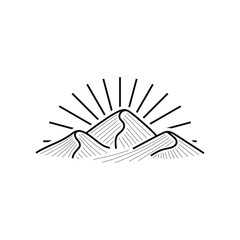 Mountain Hill Peak Rock and Sunlight logo design inspiration