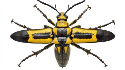 Yellow and Black Beetle Detailed Close Up View