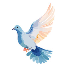 Obraz premium Abstract Blue Dove in Flight, Wings Spread Wide, Peaceful Image